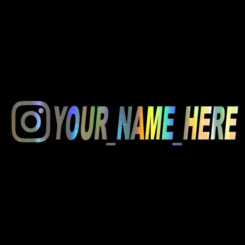 Sticker personalizzato Instagram iridescente con scritta YOUR_NAME_HERE su sfondo nero