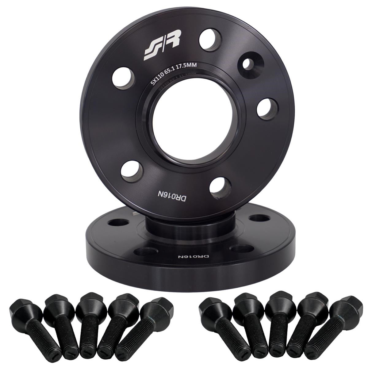 2 distanziali ruota neri 17,5mm 5x110 centraggio 65,1 con bull. – Simoni Racing