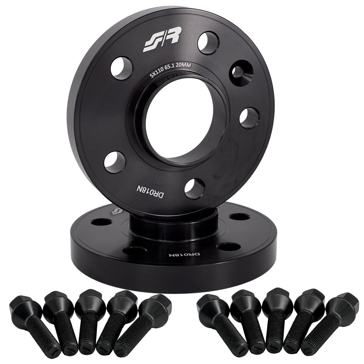 2 distanziali ruota neri 20mm 5x110 centraggio 65,1 con bull. – Simoni Racing