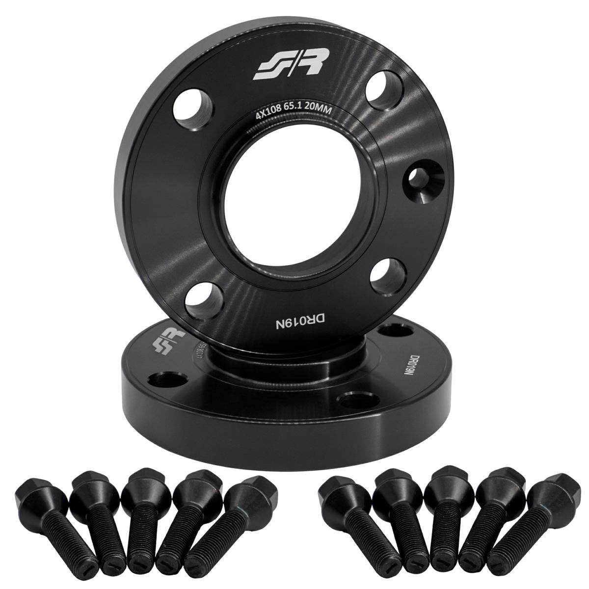 2 distanziali ruota neri 20mm 4x108 centraggio 65,1 con bull. – Simoni Racing