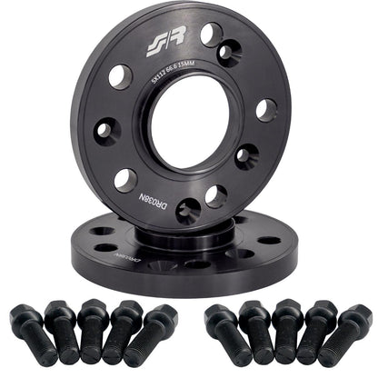 2 distanziali ruota neri 15mm 5x112 66,6 con bulloneria sferica – Simoni Racing