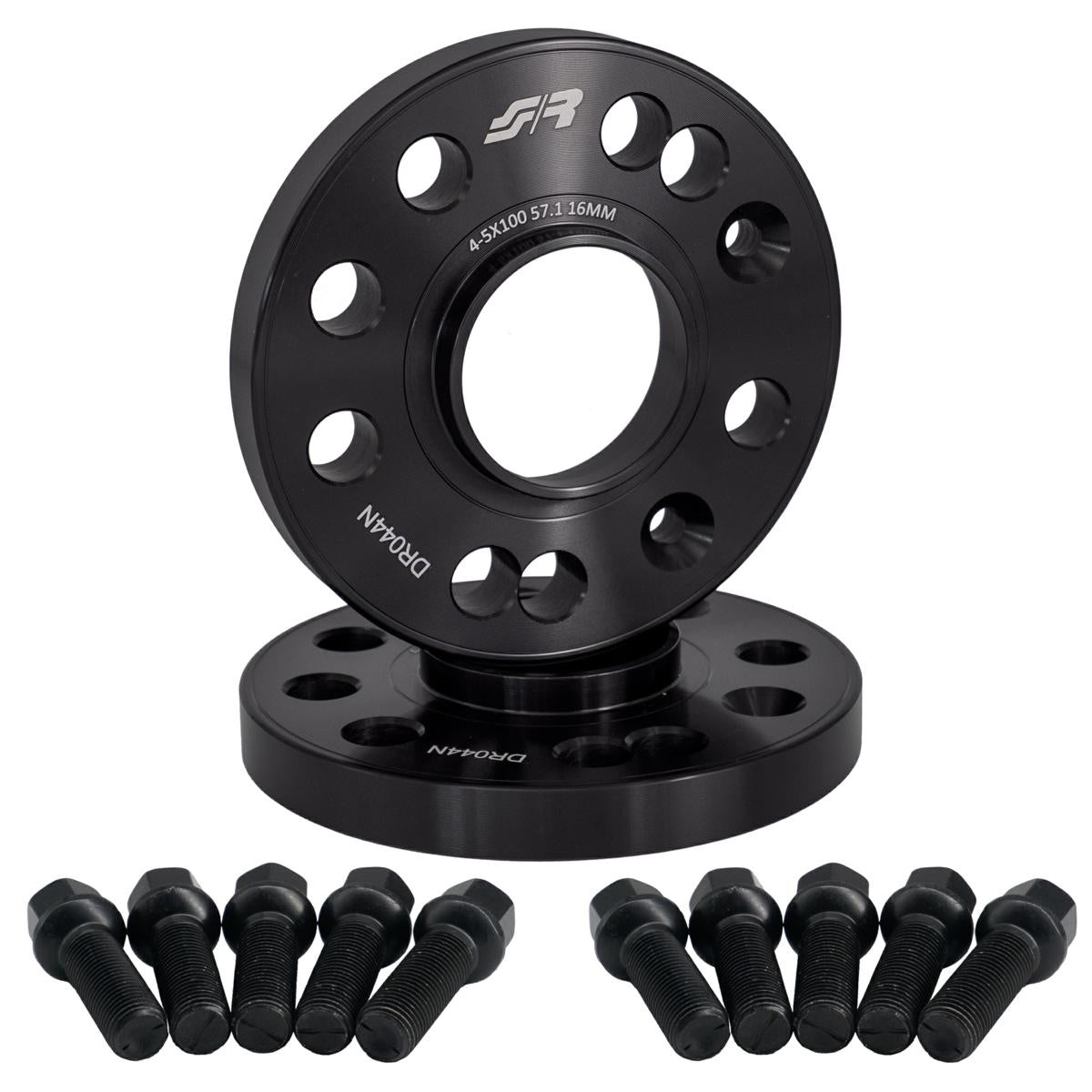 2 distanziali ruota neri 16mm 4-5x100 con centr.57,1 bul.sferica – Simoni Racing