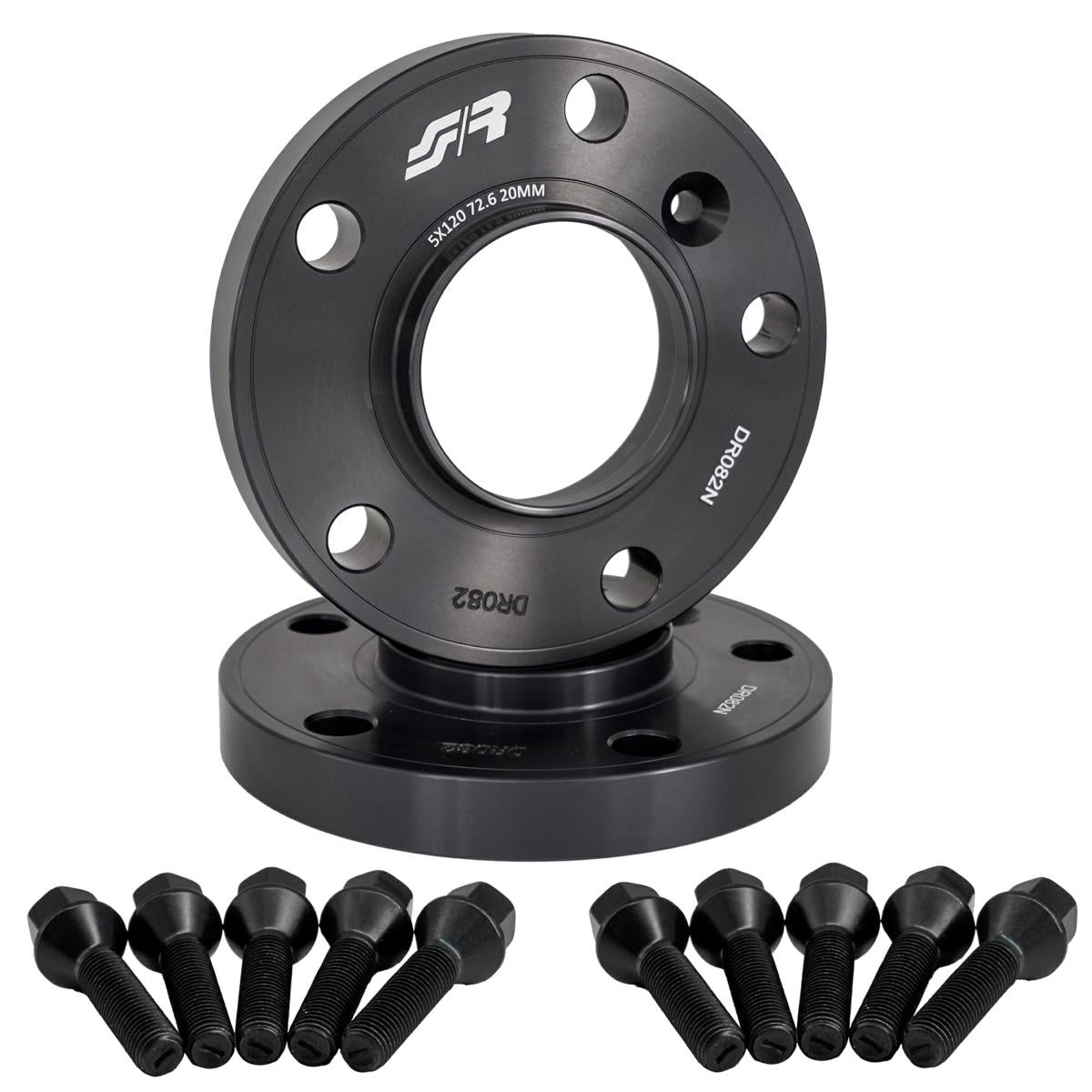 2 distanziali ruota neri 20mm 5x120 centraggio 72,6 con bull. – Simoni Racing