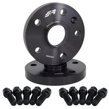 2 distanziali ruota neri 20mm 5x112 57,1 con bulloneria sferica – Simoni Racing