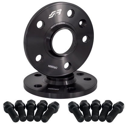 2 distanziali ruota neri 10mm 5x112 57,1 con bulloneria sferica – Simoni Racing