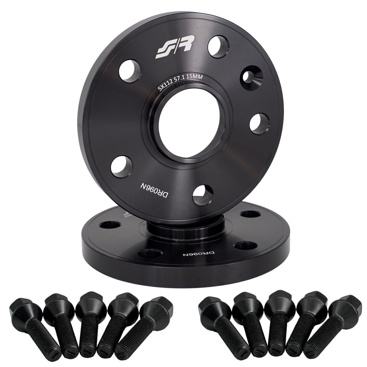 2 distanziali ruota neri 15mm 5x112 centraggio 57,1 con bull. – Simoni Racing