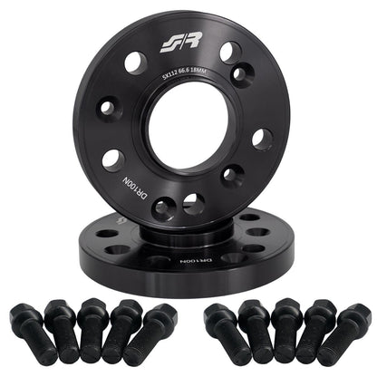 2 distanziali ruota neri 18mm 5x112 66,6 con bulloneria sferica – Simoni Racing