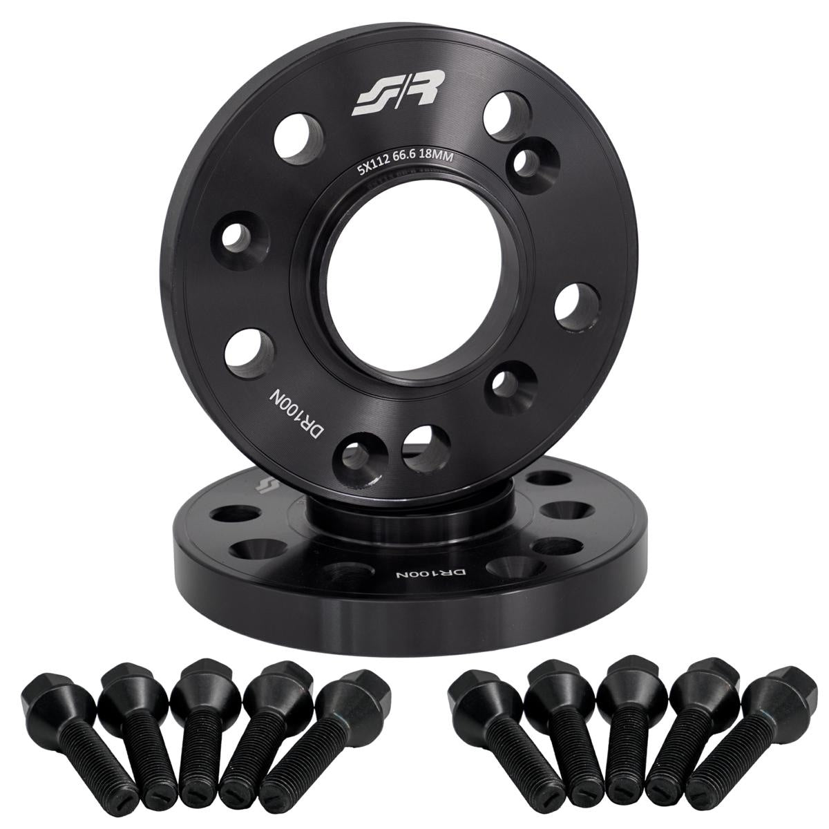 2 distanziali ruota neri 18mm 5x112 centraggio 66,6 con bull. – Simoni Racing