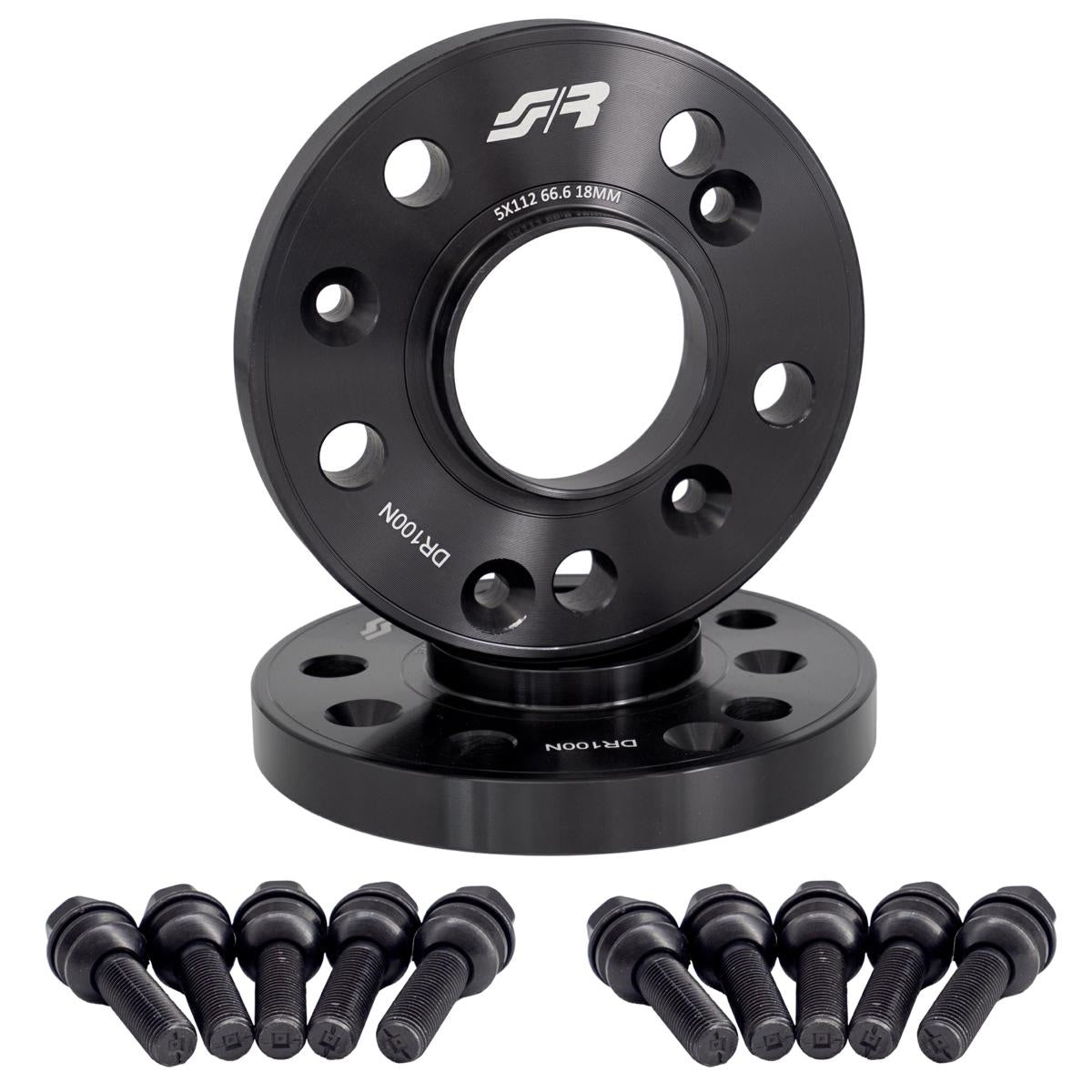 2 distanziali ruota neri 18mm 5x112 centraggio 66,6 con bull. – Simoni Racing