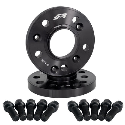 2 distanziali ruota neri 18mm 5x112 66,6 con bulloneria sferica – Simoni Racing