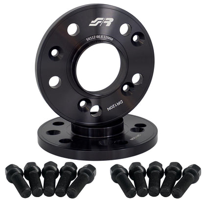 2 distanziali ruota neri 12mm 5x112 66,6 con bulloneria sferica – Simoni Racing