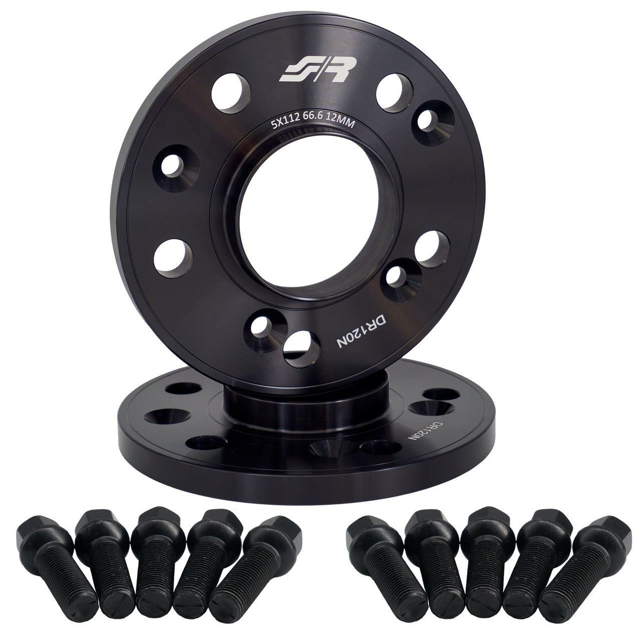 2 distanziali ruota neri 12mm 5x112 centraggio 66,6 con bull. – Simoni Racing