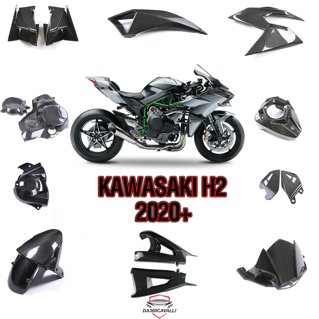 Carene in carbonio per Kawasaki H2 2020+, ricambi moto tuning Da300Cavalli