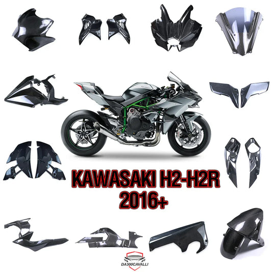 Carene in carbonio per Kawasaki H2-H2R 2016+, ricambi tuning moto, Da300Cavalli