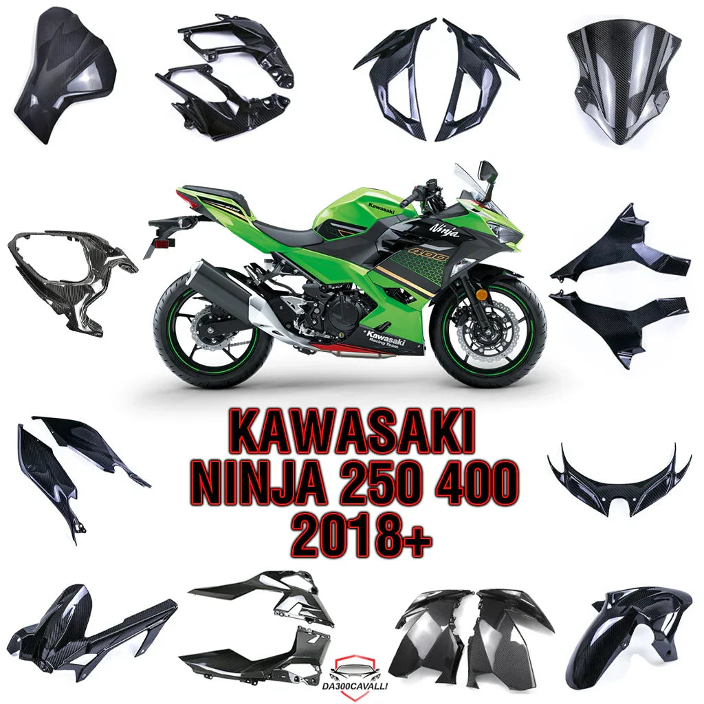 Carene in carbonio per Kawasaki Ninja 250 400 2018+, ricambi tuning Da300Cavalli.
