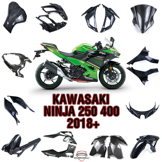 Carene in carbonio per Kawasaki Ninja 250 400 2018+, ricambi tuning Da300Cavalli.