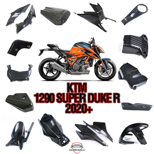 Kit carene in carbonio per KTM 1290 Super Duke R 2020+, moto arancione e accessori tuning Da300Cavalli
