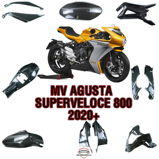 MV Agusta Superveloce 800 2020 moto gialla con kit carene in carbonio Da300Cavalli