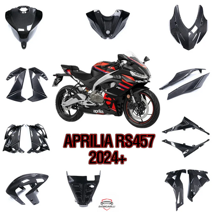 Carene in carbonio Aprilia RS457 2024, ricambi tuning Da300Cavalli, pezzi moto visibili