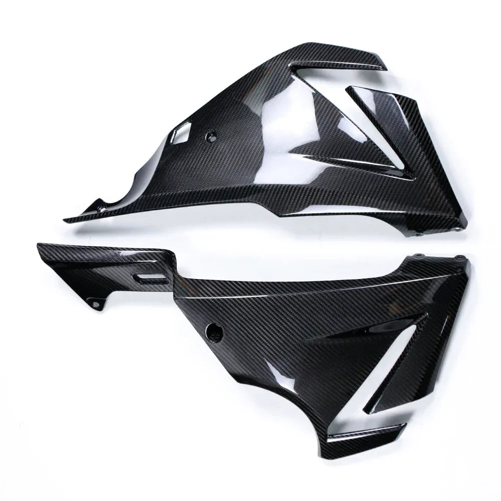 Carene in fibra di carbonio per moto, ricambio tuning Da300Cavalli, finitura lucida nera