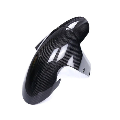 Parafango anteriore moto in carbonio, accessorio tuning Da300Cavalli, superficie lucida