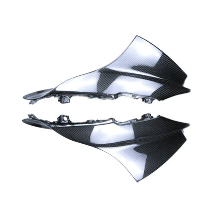 Carene laterali in carbonio per moto, ricambio tuning Da300Cavalli, fondo bianco