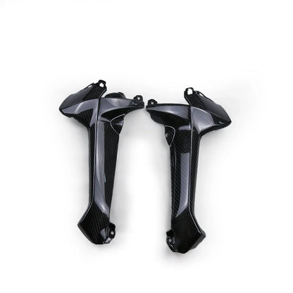 Coppia di cover laterali moto in carbonio lucido per tuning, accessori Da300Cavalli