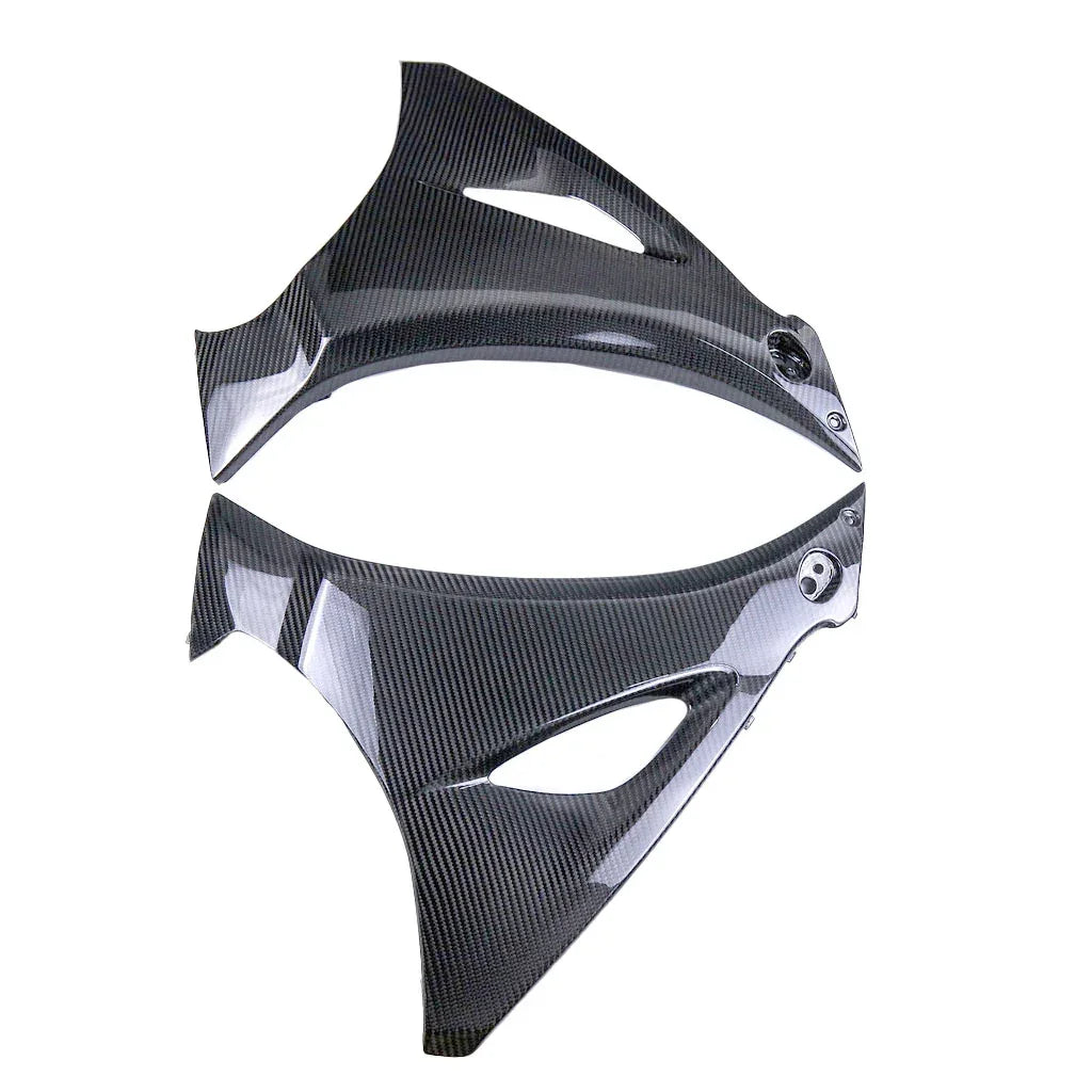 Coppia carene moto in fibra di carbonio, tuning accessori Da300Cavalli, fondo bianco