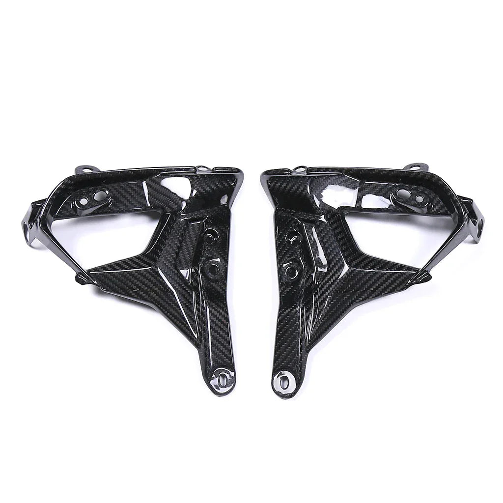 Coppia cover supporti moto in carbonio lucido, accessori tuning Da300Cavalli