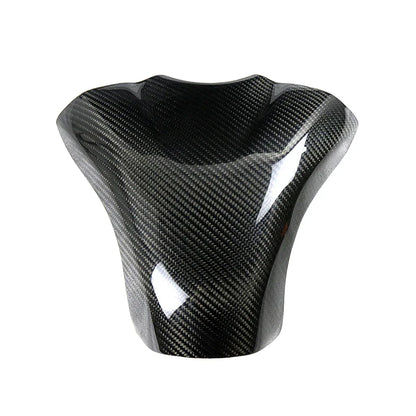 Cover serbatoio moto in carbonio lucido, accessorio tuning Da300Cavalli, sfondo bianco.