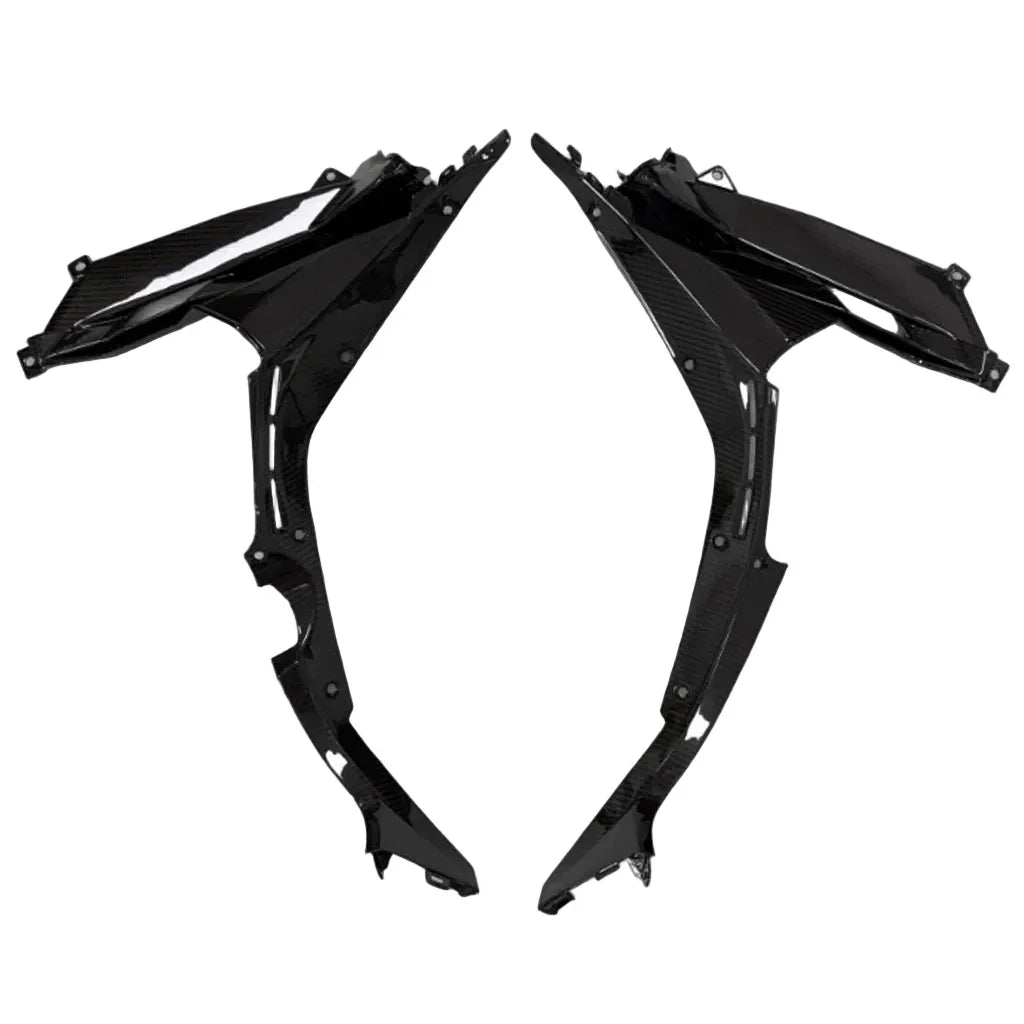 Carene laterali moto in fibra di carbonio nere, ricambio tuning Da300Cavalli