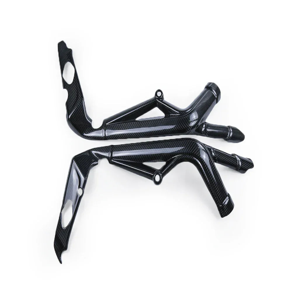 Coppia staffe in carbonio per moto, ricambio tuning Da300Cavalli, fondo bianco