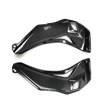 Cover laterali in carbonio per moto, accessori tuning Da300Cavalli, finitura lucida.
