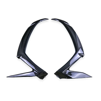 Coppia di carene in carbonio per moto, accessori tuning Da300Cavalli, sfondo bianco