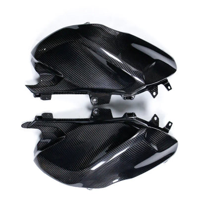 Coppia di cover serbatoio moto in carbonio lucido, ricambio tuning Da300Cavalli