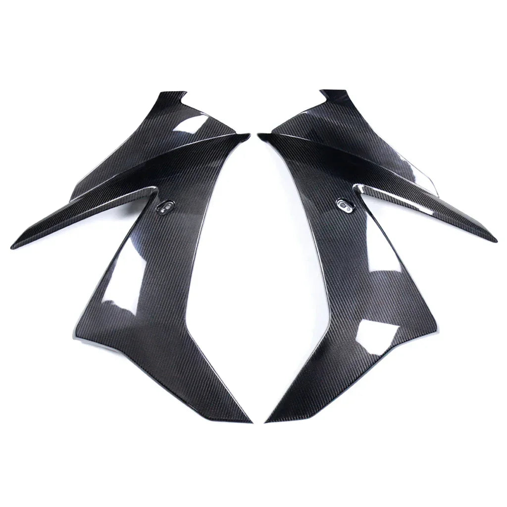 Carene laterali in carbonio per moto, ricambio tuning Da300Cavalli, fondo bianco