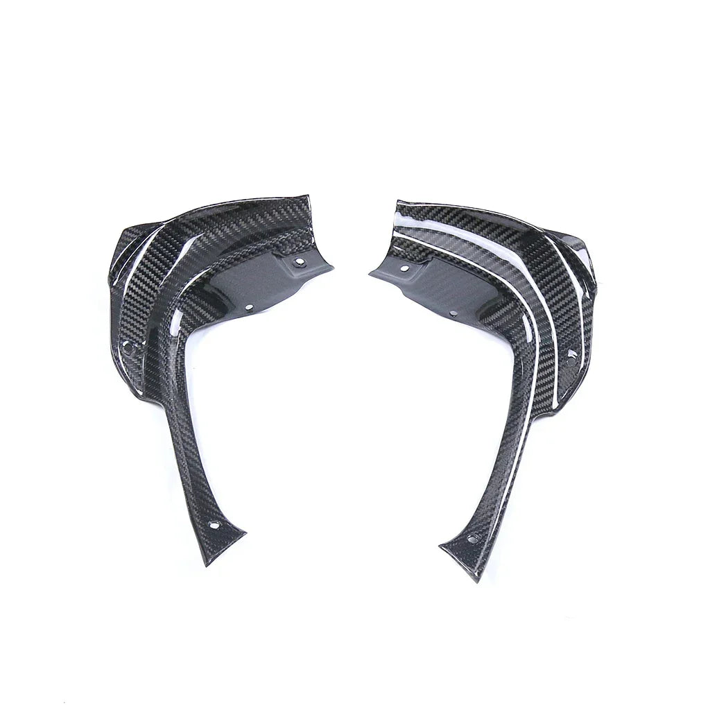 Coppia prese d'aria auto in carbonio, ricambio tuning Da300Cavalli su fondo bianco