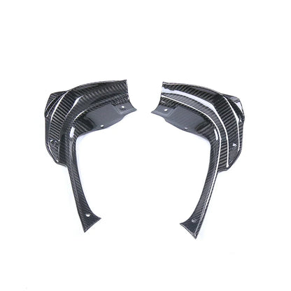 Coppia prese d'aria auto in carbonio, ricambio tuning Da300Cavalli su fondo bianco