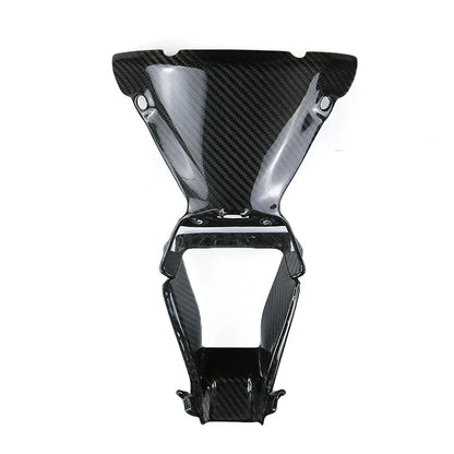 Carena anteriore in carbonio per moto, ricambio tuning da300Cavalli, sfondo bianco.