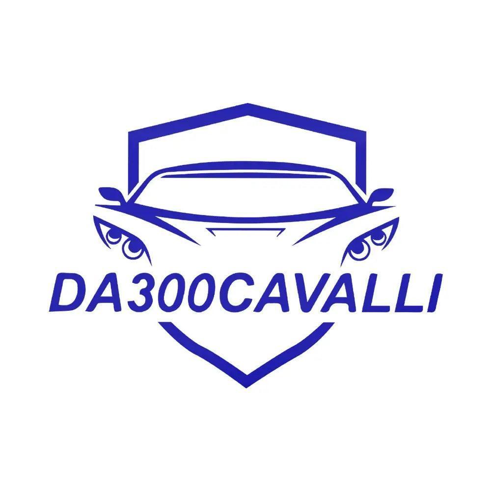 Logo Da300Cavalli blu con sagoma auto stilizzata, ideale per tuning e ricambi auto.