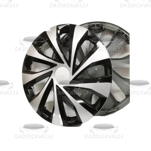 Set 4 copricerchi auto neri e argento da 15 pollici per tuning Da300Cavalli