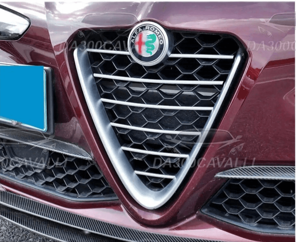 Copertura griglia anteriore Alfa Romeo Giulia e Stelvio, dettaglio frontale tuning