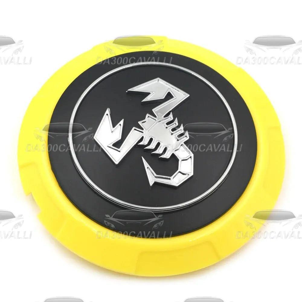 Coprimozzo Fiat 500 Abarth giallo con logo scorpione, ricambio tuning Da300Cavalli