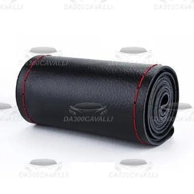 Coprivolante in pelle nera non traforata 38cm con cuciture rosse Da300Cavalli tuning auto