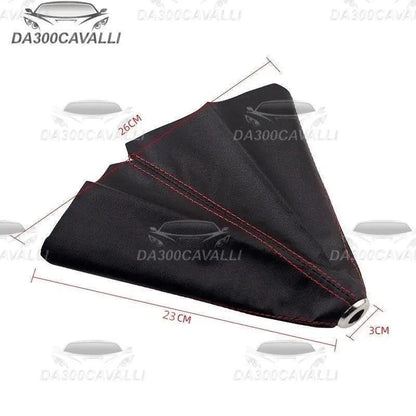 Cuffia cambio auto 16mm nera con cuciture rosse, misure 26x23x3 cm, Da300Cavalli tuning.