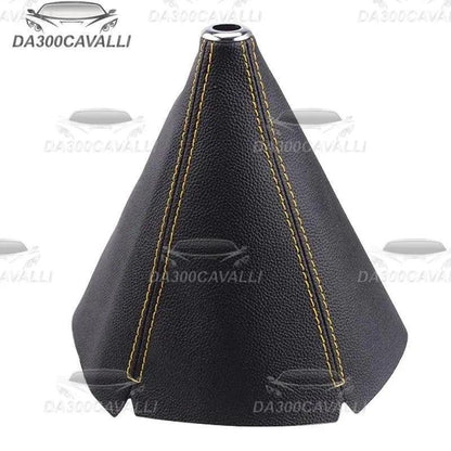 Cuffia cambio 16mm nera con cuciture gialle, accessorio auto tuning Da300Cavalli.