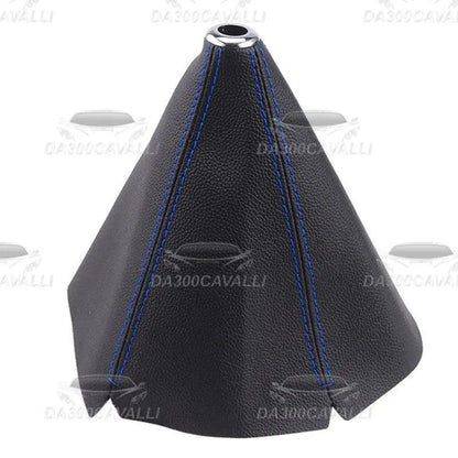 Cuffia cambio auto 16mm in ecopelle nera con cuciture blu, ricambio tuning Da300Cavalli