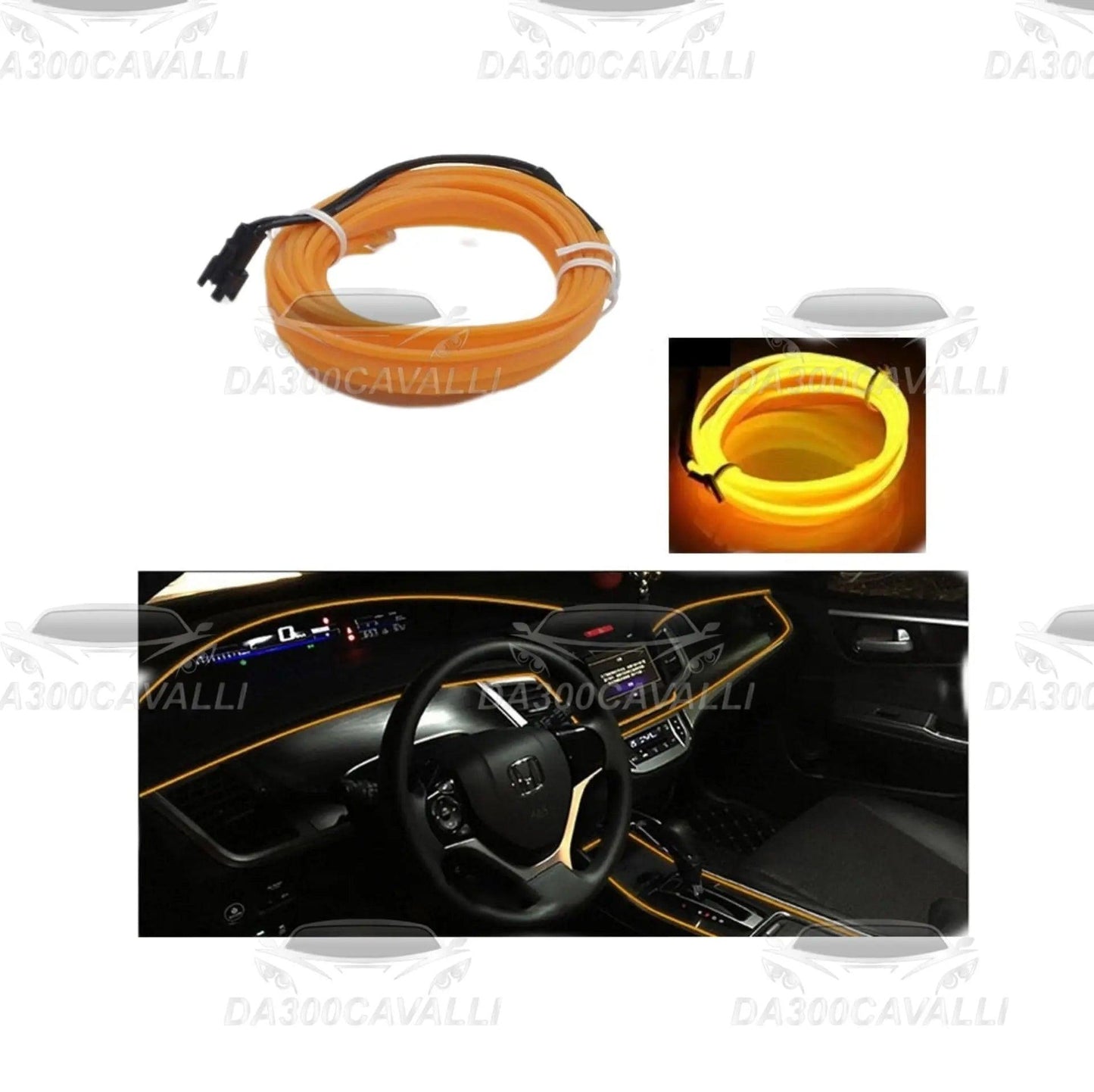 LED fibra ottica arancione per cruscotto auto, illuminazione tuning da interno Da300Cavalli