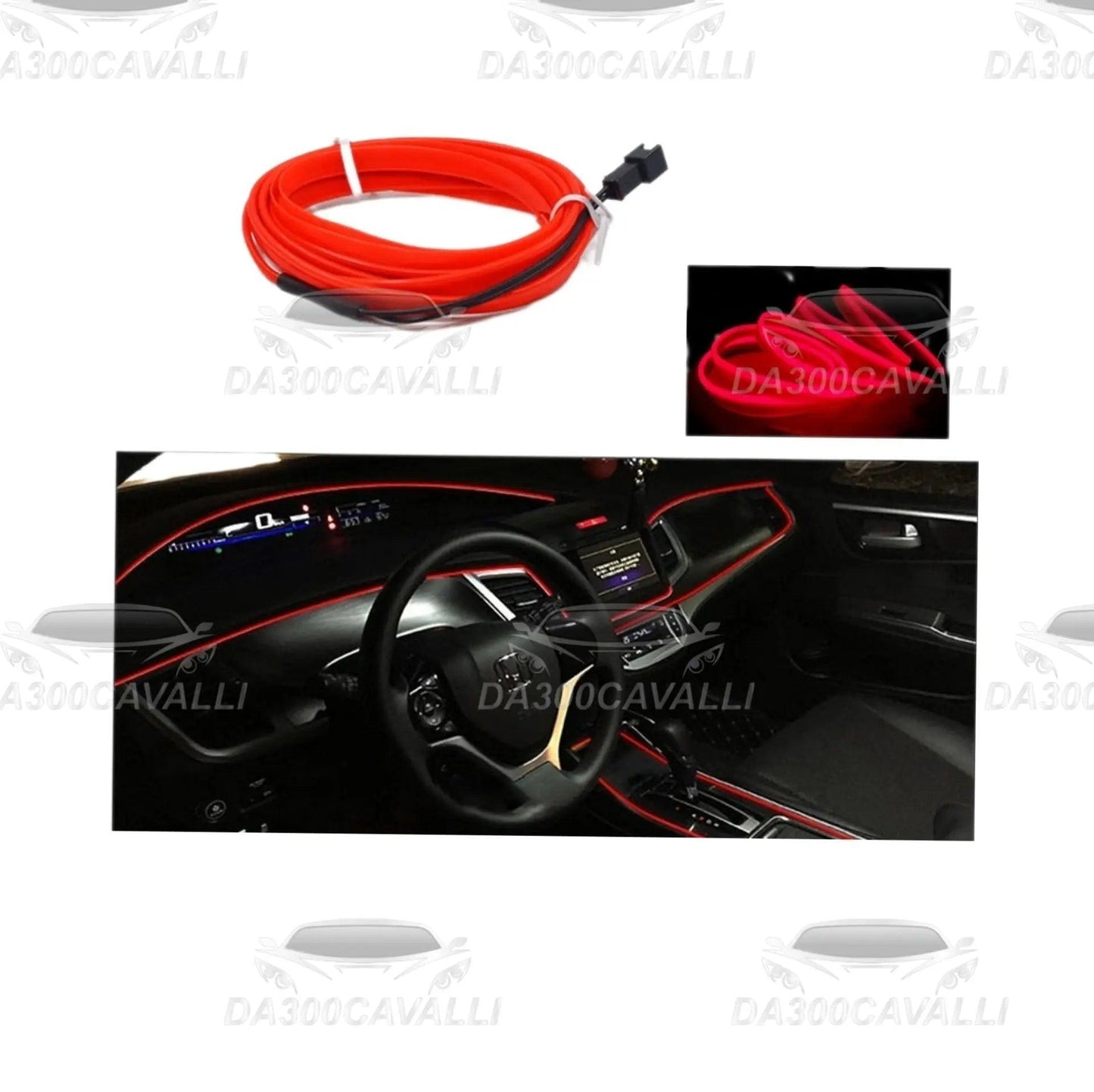 Kit LED fibra ottica rossa per cruscotto auto, illuminazione tuning Da300Cavalli