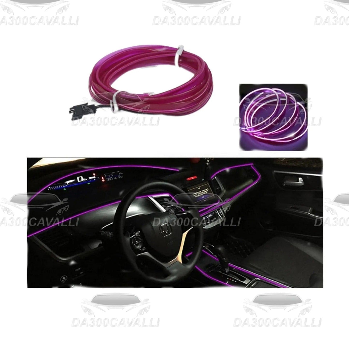 LED fibra ottica viola per cruscotto auto, illuminazione tuning Da300Cavalli